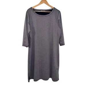 Loveappella Midi Length Dress Size 2X Boatneck 3/4 Button Detail Sleeves NWT - Picture 1 of 8