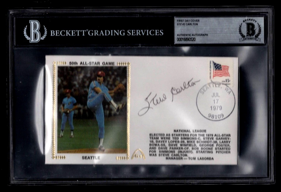 STEVE CARLTON BECKETT SIGNED  FIRST DAY CACHET COVER AUTOGRAPH BASEBALL HOF - Image 1 of 1