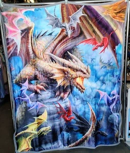 ANNE STOKES DRAGON CLAN MYTHICAL FANTASY BLANKET THROW SHERPA BACK 50X60 - Picture 1 of 3