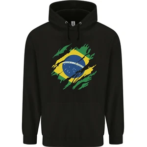 Torn Brazil Flag Brazilian Day Football Childrens Kids Hoodie - Picture 1 of 88