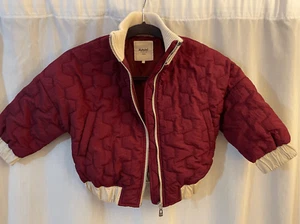 Kids Fashion Puffer Jacket-Alphabet-110/56 5T Youth Foreign Red w/White Trim EUC - Picture 1 of 6