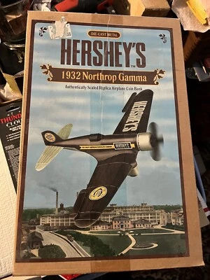 1995 ERTL Hersheys 1932 Northrop Gamma Die-Cast Airplane Coin Bank #F004 MIB - Image 1 of 4