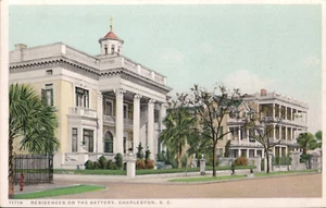 Residences On The Battery, Charleston SC Detroit Publishing Postcard - Picture 1 of 2