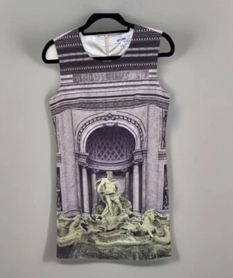 Vintage 90s Moschino Roman Dress Novelty Silk Photo print Archival Shift - Image 1 of 4