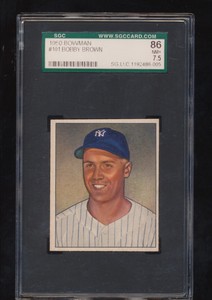 SGC  7.5   1950 Bowman Baseball   Bobby Brown  # 101   New York Yankees