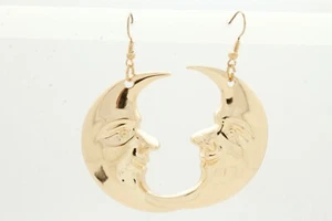 Women Fashion Jewelry Earrings Gold Metal Smile Fun Moon Bling Wisdom Spiritual - Picture 1 of 12