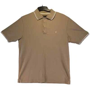 Farah Mens Polo Shirt Size M Grey Short Sleeve Collared Cotton Polyester - Picture 1 of 8