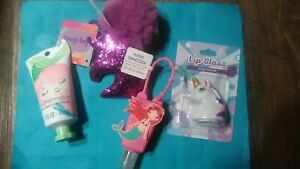 👑Lot of 4~Girl's Gift Items~Hand Cream~Lip Balm~Clip-On Pom~Mermaid~Unicorn~4+