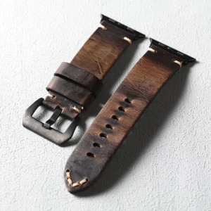 Genuine Leather Watch Band Strap For Apple Watch Ultra 2 Series 10 9 8 7 6 5 SE - Picture 1 of 12
