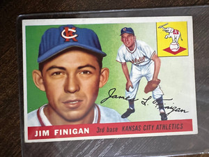 1955 Topps #14 Jim Finigan Rookie Kansas City Athletics  EX-EXMT CLEAN CARD