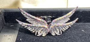 Butler & Wilson Gunmetal tone Crystal Double Wings Hinge Cuff Bangle - Picture 1 of 11