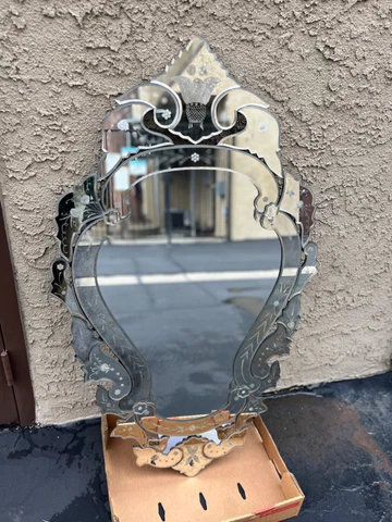 🦚 2 avail Vintage Venetian Beveled ornate unique shape wall MIrror Cover