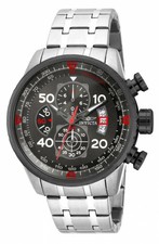 Invicta Men's Watch Aviator Chronograph Gunmetal Dial Steel Bracelet 17204
