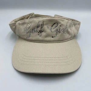 Golf Girl Bling Rhinestone Adjustable Visor Hat Cap Beige - Picture 1 of 5