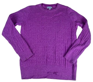 Kim Rogers Cotton Cable Knit Sweater Womens L Pink Crewneck Pullover Winter Fall - Picture 1 of 4