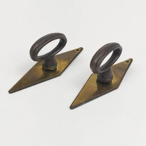 Vintage Brass Rhombus Backplates And Ring Pulls Lot Of 2 - Picture 1 of 14