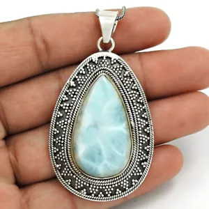 Mujeres Regalo Larimar Topacio Azul Arcoiris Piedra Luna 925 Plata Boho Colgante - Imagen 1 de 9