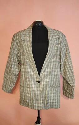 Blazer forrado Adolfo Studio para mujer talla 12 forrado a cuadros manga larga Foto 1 de 4