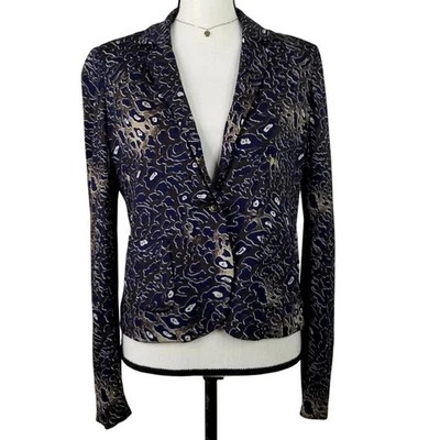 Chaqueta Blazer Tory Burch M Azul Marrón Carrera Corporativa Chic Moderna Clásica Foto 1 de 4