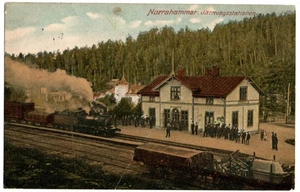 Norrahammar, Schweden 1909 AK, Bahnbetriebswerk mit Zug, Jarnvagsstationen - Bild 1 von 2