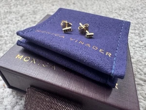 Monica Vinader Gold & Black Spinel Stud Earrings - Picture 1 of 6