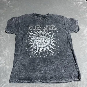 Sublime Shirt Womens Large Classic Sun Black Gray Acid Wash Graphic Print - Picture 1 of 7