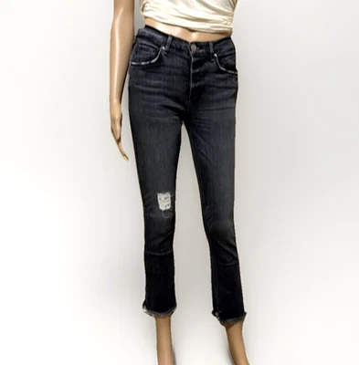 Jeans McGuire Denim Valletta Recortados Pierna Recta Botones-Fly Talla 26 Dobladillo Crudo Negro Foto 1 de 4