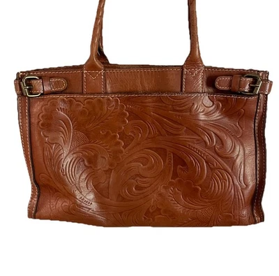 Patricia Nash Zancona Bolso de Hombro Marrón Tooled Cuero Italiano Bolso Cartera Conjunto Foto 1 de 4