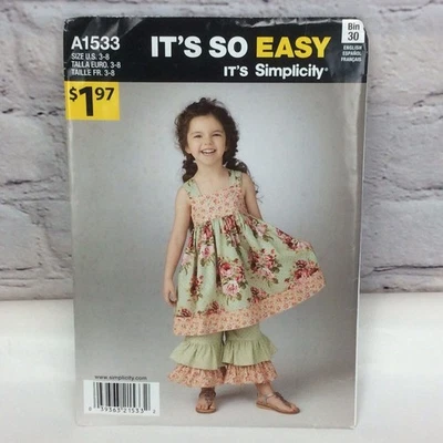 Vintage Simplicity Sewing Pattern 1533 Girls Sizes 3-8 Pantaloons & Dress Uncut - Image 1 of 3