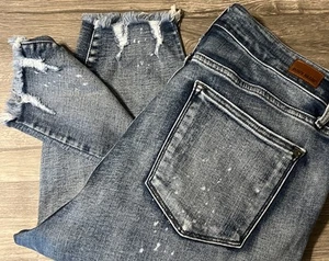 Judy Blue Bleach Splatter Button Fly High Rise Distressed Jeans SZ 18W (36x28) - Picture 1 of 12