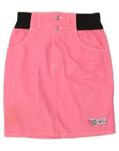 BENETTON Girls Graphic Denim Skirt 15-16 Years W28 Pink BW11 - Picture 1 of 4