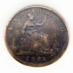 Great Britain 1 Farthing 1886  Victoria Queen KM#753 2.73gr L008 - Picture 1 of 2