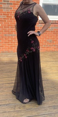 Maxi Vestido De Colección Años 90 Y2K Floral Cuentas 100% Seda Xscape Capricho Hada Talla 10 Foto 1 de 4