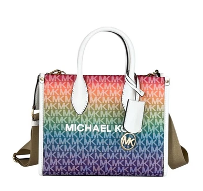 MICHAEL KORS MIRELLA RAINBOW SMALL SHOPPER SATCHEL SHOULDER BAG MK MULTICOLOR - Image 1 of 4