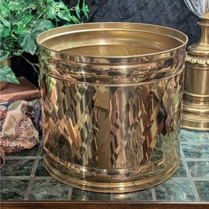 Großes 12" Vintage Bristol massives poliertes Messing Pflanzgefäß mit gedrehtem Zentrum Design - Bild 1 von 8