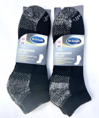 NEW Dr Scholls SOCKS WOMENS 8-12 Black  CREW 4  Pair  Packs ADVANCED RELIEF - Image 1 of 4