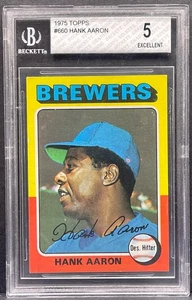 Tarjeta de béisbol 1975 Topps #660 Hank Aaron vintage de la corte en muy buen estado 6 ex-como nueva centrada en muerto  - Imagen 1 de 2