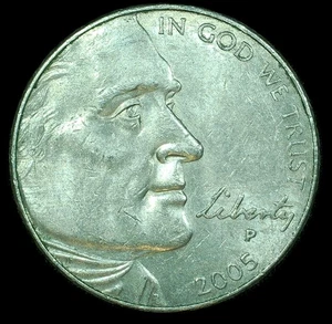 2005 P Jefferson Nickel ERROR (Detached Bison Leg Reverse) - Picture 1 of 3