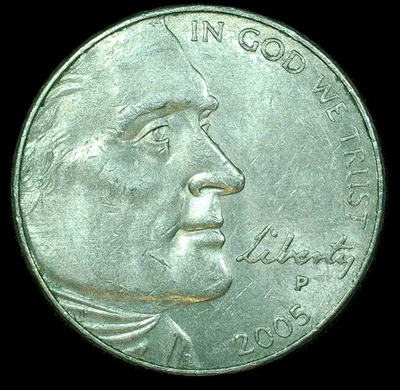 2005 P Jefferson Nickel ERROR (Detached Bison Leg Reverse) - Image 1 of 3