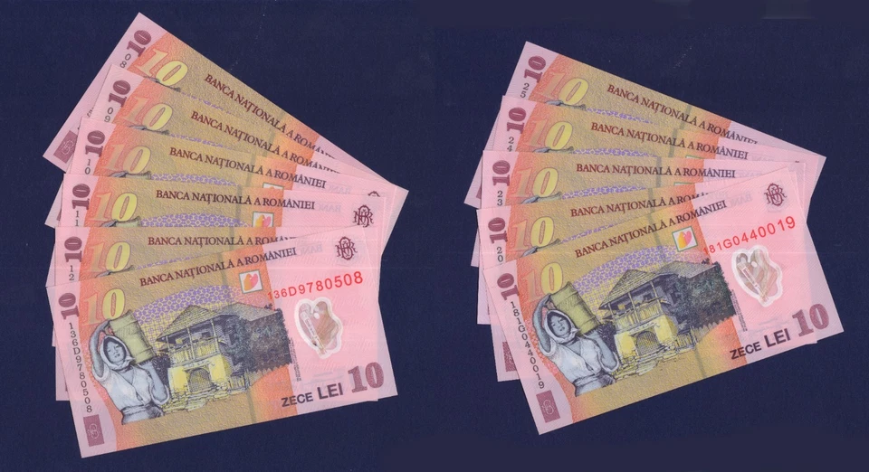 ROMANIA - P119 - SET - 10 Lei - POLYMER - (2025/2018/2008) - ALL 11 YEARS - UNC - Image 1 of 3