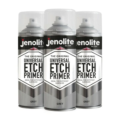 Jenolite Universal Etch Primer Hard to Paint Surfaces Metal Grey 400ml 3-Pack