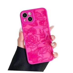 Magnetic Case for iPhone 13 6.1 Inch Floral Rose Cute Phone Magnetic Hot Pink - Picture 1 of 8