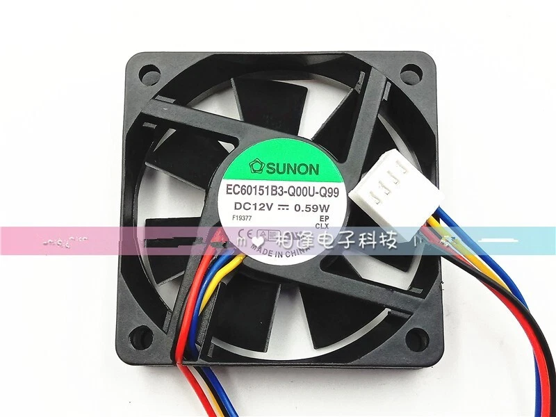 1 PCS  SUNON Fan EC60151B3-Q00U-Q99  DC12V 6015 6CM 4 wire  cooling fan - Image 1 of 1