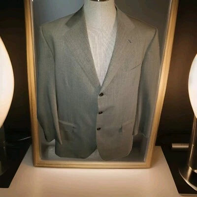 Luciano Barbera Light Brown and Blue Check Linen-Wool Sport Coat 40R (Eu 50) - Image 1 of 4