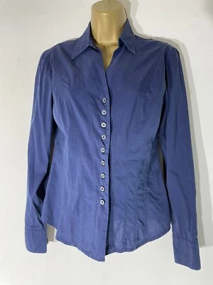 womens Laura Ashley Uk 8 Dark Blue Slim Fitted Long Sleeve Casual Shirt blouse. - Image 1 of 4