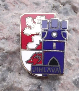 Vintage Jihlava Hedgehog & Rampant Lion Heraldic Crest Coat of Arms Pin Badge - Picture 1 of 2