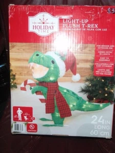 Luz de Tiempo de Vacaciones - Felpa T-Rex Navidad 1.5 pies de Alto Decoración de Patio NUEVO - Imagen 1 de 4