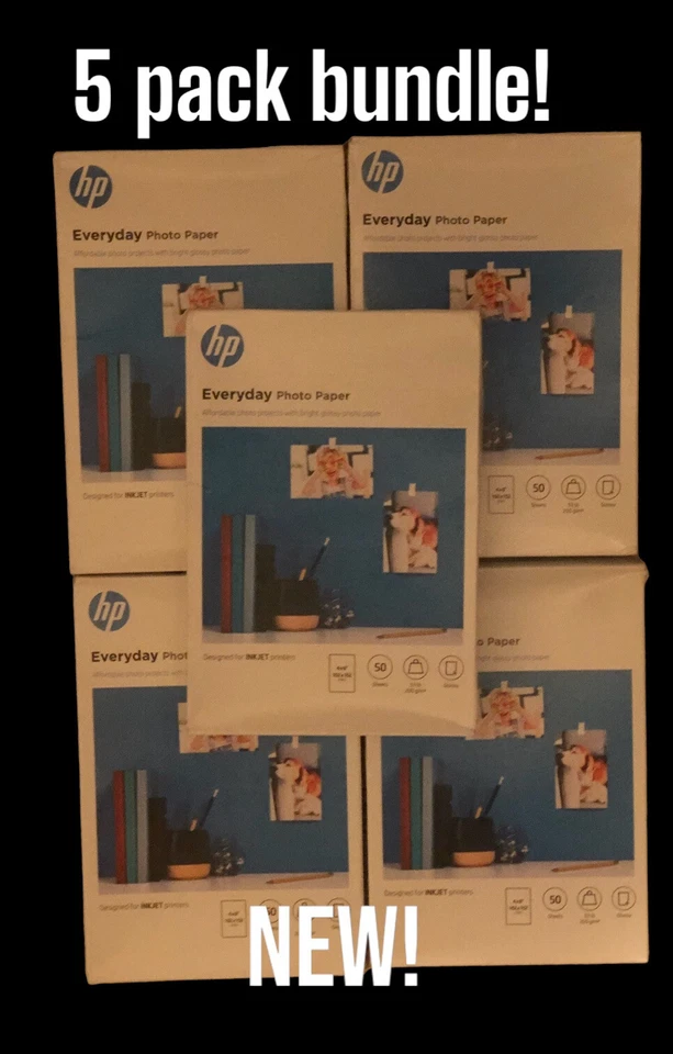 HP Everyday Photo Paper, Glossy, 52 lb, 4 x 6 in. (101 x 152 mm), 50 sheets - Image 1 of 1