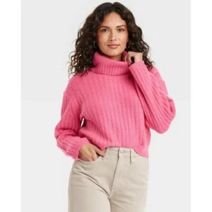 Suéter Pullover Para Mujer Simulado Cuello Alto Cachemira - Hilo Universal - Imagen 1 de 3