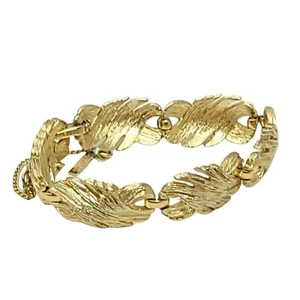Pulsera Monet Vintage Tono Dorado Texturizada Hoja Eslabones con Cadena de Seguridad Gruesa - Imagen 1 de 11